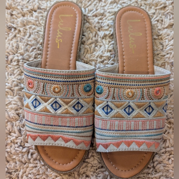 Lulu's Multicolor Embroidered Sandals - Picture 2 of 7